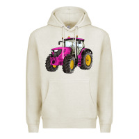 Oatmeal Heather western farm tractor pink Premium Hoodie - Artiststas