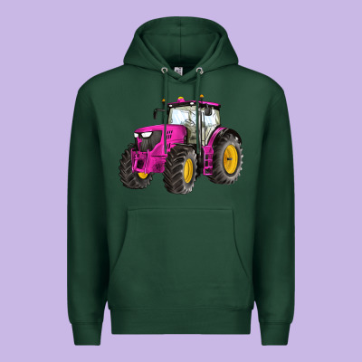 Western Farm Tractor Pink Premium Hoodie Designed By Artiststas