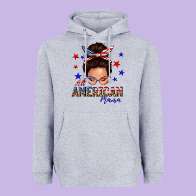 Heavyweight Hoodie all american mama messy bun