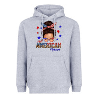 Heather Grey all american mama messy bun Heavyweight Hoodie - texasbilliewilder