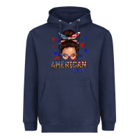 Navy all american mama messy bun Heavyweight Hoodie - texasbilliewilder
