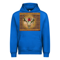 Cobalt bull skull flowers glitter and leopard Urban Hoodie - Artiststas
