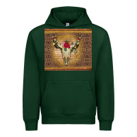 Forest Green bull skull flowers glitter and leopard Urban Hoodie - Artiststas
