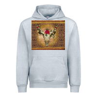 Heather Grey bull skull flowers glitter and leopard Urban Hoodie - Artiststas