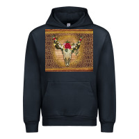 Navy bull skull flowers glitter and leopard Urban Hoodie - Artiststas
