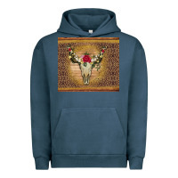 Pigment Midnight Navy bull skull flowers glitter and leopard Urban Hoodie - Artiststas