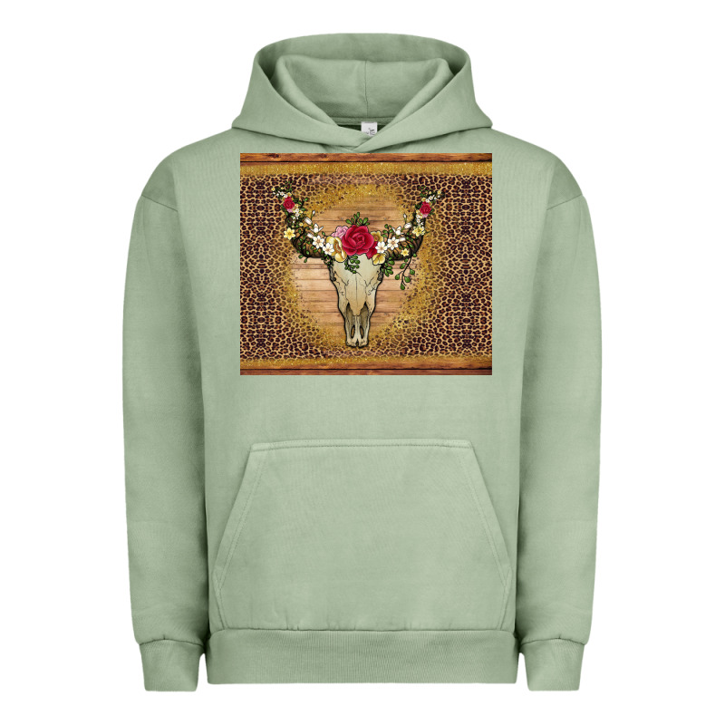Bull Skull Flowers Glitter And Leopard Urban Hoodie by Artiststas | Teevron
