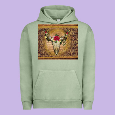 Bull Skull Flowers Glitter And Leopard Urban Hoodie Designed By Artiststas