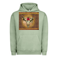 Pigment Oil Green bull skull flowers glitter and leopard Urban Hoodie - Artiststas