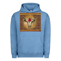 Pigment Pebble Blue bull skull flowers glitter and leopard Urban Hoodie - Artiststas