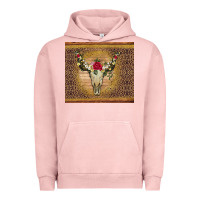 Pigment Salmon bull skull flowers glitter and leopard Urban Hoodie - Artiststas