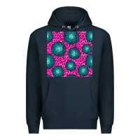 Navy floral pink leopard seamless pattern Premium Hoodie - BundleAndBundleShop