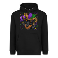 Black mardi gras hat dachshund puppy Heavyweight Hoodie - RanaPortraitStore
