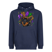 Navy mardi gras hat dachshund puppy Heavyweight Hoodie - RanaPortraitStore