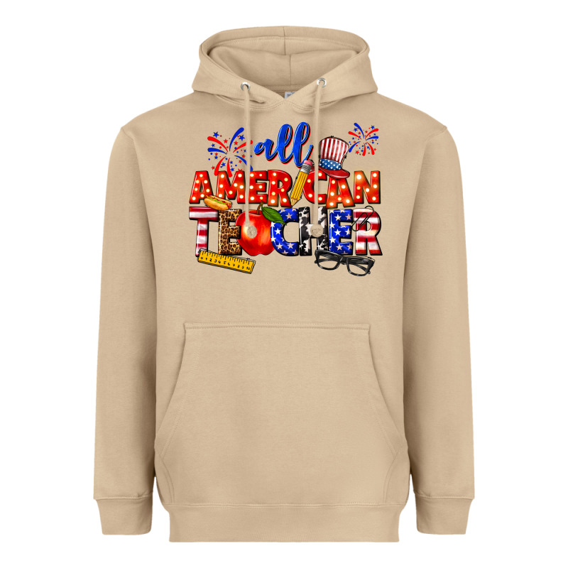 All American Teacher Heavyweight Hoodie by texasbilliewilder | Teevron