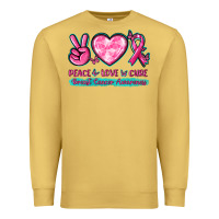 Antique Gold Peace Love Cure Breast Cancer Awareness Premium Sweatshirt - texasbilliewilder
