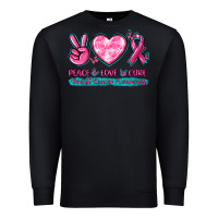 Black Peace Love Cure Breast Cancer Awareness Premium Sweatshirt - texasbilliewilder