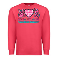 Peace Love Cure Breast Cancer Awareness Premium Sweatshirt | Teevron
