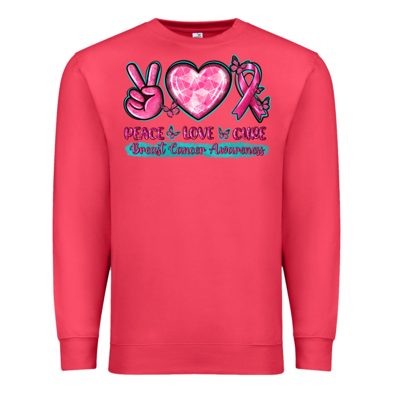 Peace Love Cure Breast Cancer Awareness Premium Sweatshirt by texasbilliewilder | Teevron