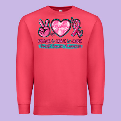 Peace Love Cure Breast Cancer Awareness Premium Sweatshirt Designed By Texasbilliewilder