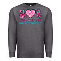 Charcoal Heather Peace Love Cure Breast Cancer Awareness Premium Sweatshirt - texasbilliewilder
