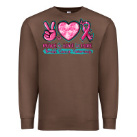 Chestnut Peace Love Cure Breast Cancer Awareness Premium Sweatshirt - texasbilliewilder