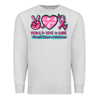 Dove Grey Peace Love Cure Breast Cancer Awareness Premium Sweatshirt - texasbilliewilder