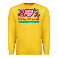 Lemon Peace Love Cure Breast Cancer Awareness Premium Sweatshirt - texasbilliewilder