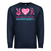 Navy Peace Love Cure Breast Cancer Awareness Premium Sweatshirt - texasbilliewilder