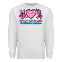 Oatmeal Heather Peace Love Cure Breast Cancer Awareness Premium Sweatshirt - texasbilliewilder