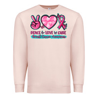 Pale Pink Peace Love Cure Breast Cancer Awareness Premium Sweatshirt - texasbilliewilder