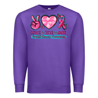 Purple Peace Love Cure Breast Cancer Awareness Premium Sweatshirt - texasbilliewilder