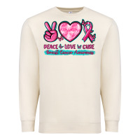 Sandshell Peace Love Cure Breast Cancer Awareness Premium Sweatshirt - texasbilliewilder