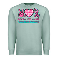Seafoam Peace Love Cure Breast Cancer Awareness Premium Sweatshirt - texasbilliewilder