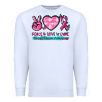 White Peace Love Cure Breast Cancer Awareness Premium Sweatshirt - texasbilliewilder