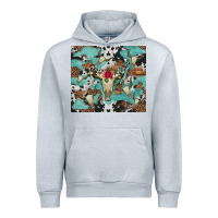 Heather Grey bull skull flowers cowhides and leopard Urban Hoodie - Artiststas