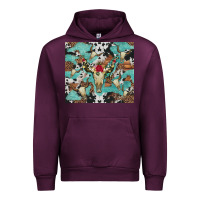 Mauve Wine bull skull flowers cowhides and leopard Urban Hoodie - Artiststas