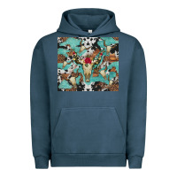 Pigment Midnight Navy bull skull flowers cowhides and leopard Urban Hoodie - Artiststas