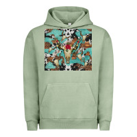 Pigment Oil Green bull skull flowers cowhides and leopard Urban Hoodie - Artiststas