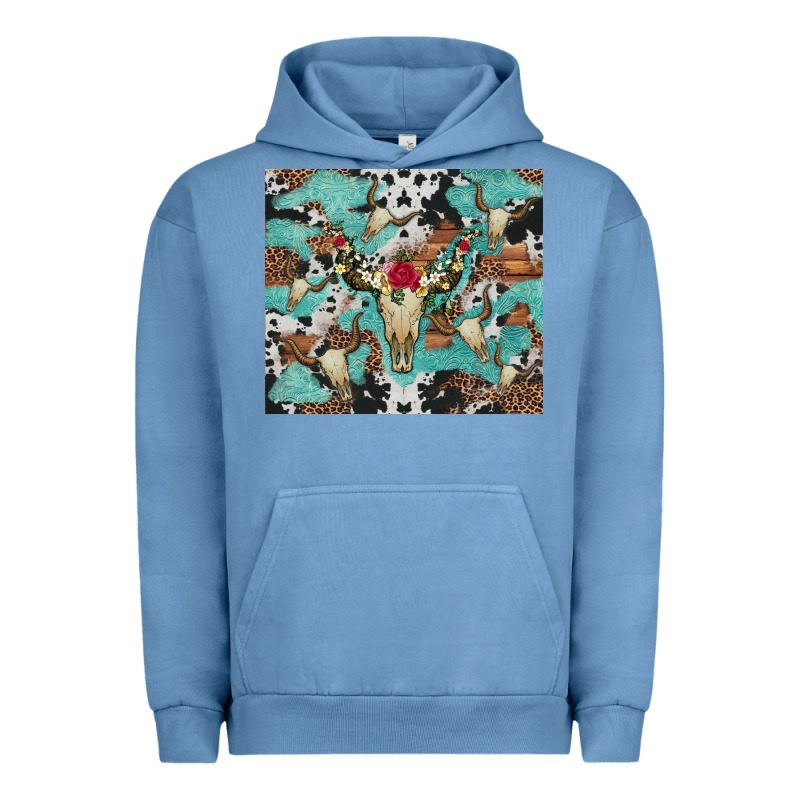 Bull Skull Flowers Cowhides And Leopard Urban Hoodie by Artiststas | Teevron
