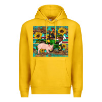Lemon western farm tractor pig rooster cow sunflowers Premium Hoodie - Artiststas