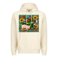 Sandshell western farm tractor pig rooster cow sunflowers Premium Hoodie - Artiststas