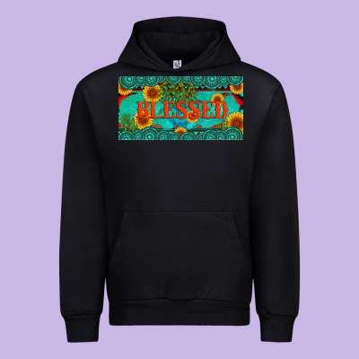 Blessed Turquoise Gemstone Cactus And Sunflower Licanse Plate Urban Hoodie Designed By Artiststas
