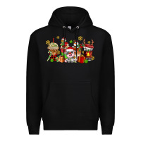 Black christmas cow coffee cups Premium Hoodie - AdoDesignShop