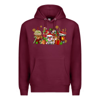 Burgundy christmas cow coffee cups Premium Hoodie - AdoDesignShop
