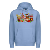 Colony Blue christmas cow coffee cups Premium Hoodie - AdoDesignShop
