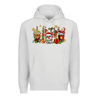 Dove Grey christmas cow coffee cups Premium Hoodie - AdoDesignShop