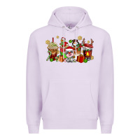 Lilac christmas cow coffee cups Premium Hoodie - AdoDesignShop