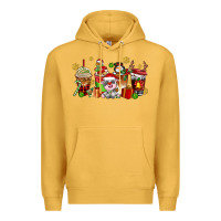 Mustard christmas cow coffee cups Premium Hoodie - AdoDesignShop