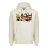Oatmeal Heather christmas cow coffee cups Premium Hoodie - AdoDesignShop